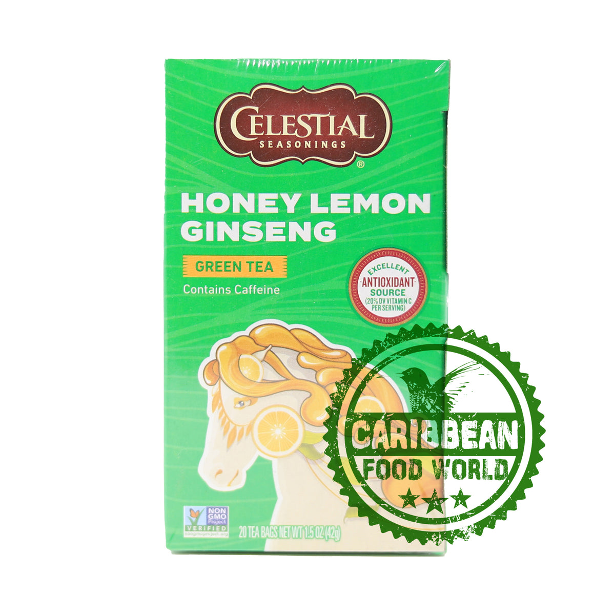 Celestial Seasonings Honey Lemon Ginseng Green tea 20 Bag Caribbean